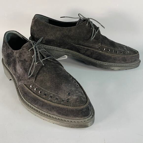 CELINE by HEDI SLIMANE FW19 Size 10.5 Black Suede Creeper Lace-Up Shoes - Picture 1 of 12